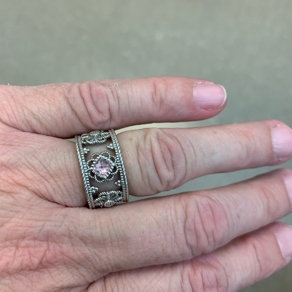 Judith Ripka SS and pink topaz with CZ size 7 ring - Picture 3 of 8